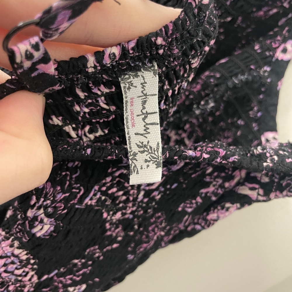 Free People Black and Pink Floral Midi Dress - Picture 4 of 5